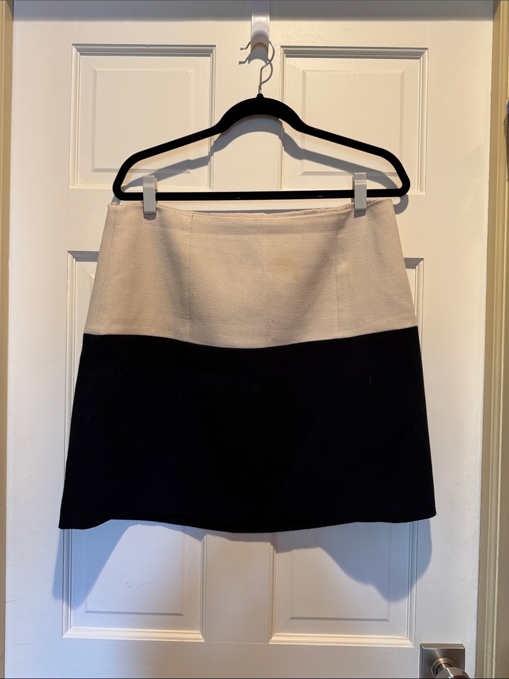 Two-Tone Black and Cream A-Line Skirt. KATE SPADE